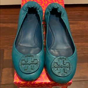 Tory Burch Peacock Feather Flats size 6